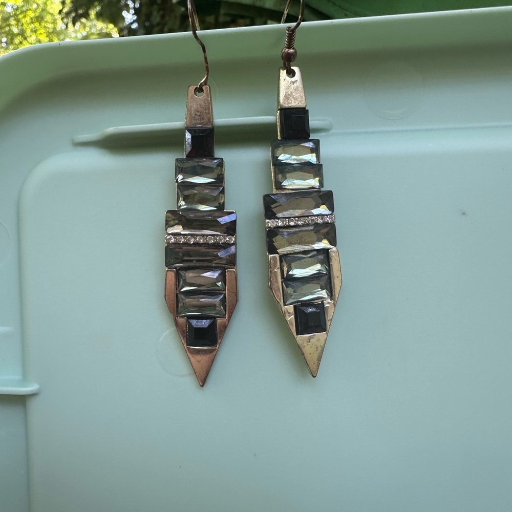 Elegant Silver and Black Geometric Earrings